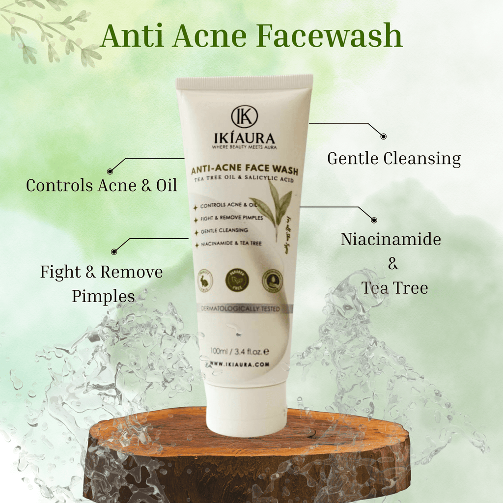 Ikiaura Anti - Acne Face Wash – Tea Tree Oil & Salicylic Acid | For Oily & Acne - Prone Skin | 100ml - IKIAURA