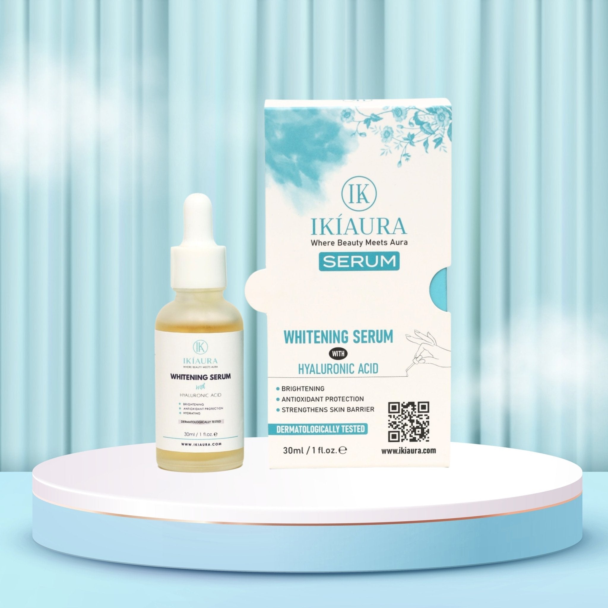 Ikiaura Whitening Serum with Hyaluronic Acid – Brightening, Hydration & Antioxidant Protection | 30ml - IKIAURA
