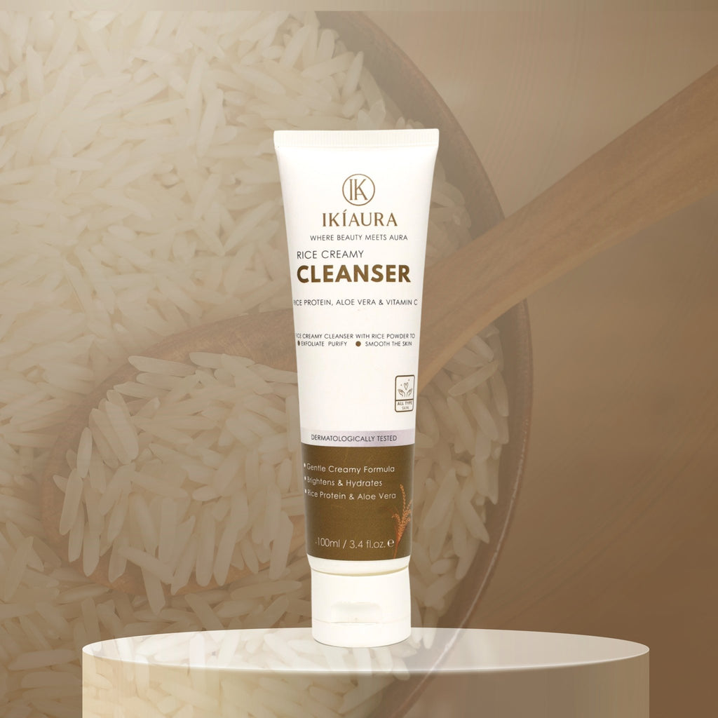 Rice Creamy Cleanser | Brightening & Hydrating Face Wash with Rice Protein & Vitamin C | 100ml - IKIAURA