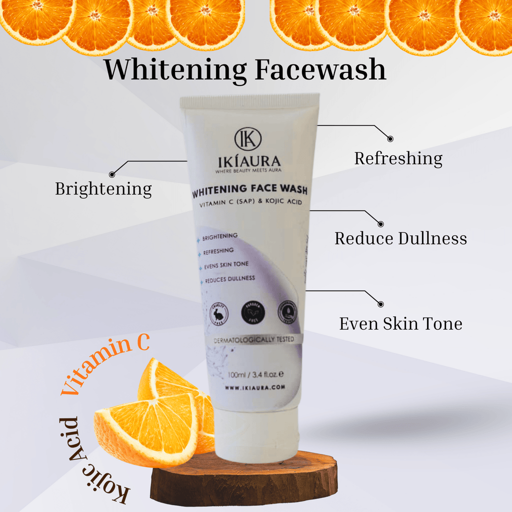 Ikiaura Whitening Face Wash – Vitamin C & Kojic Acid | Brightening & Even Skin Tone | 100ml - IKIAURA